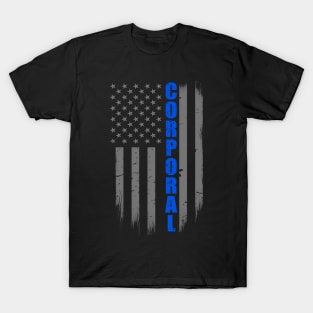 Police Corporal Thin Blue Line Flag T-Shirt